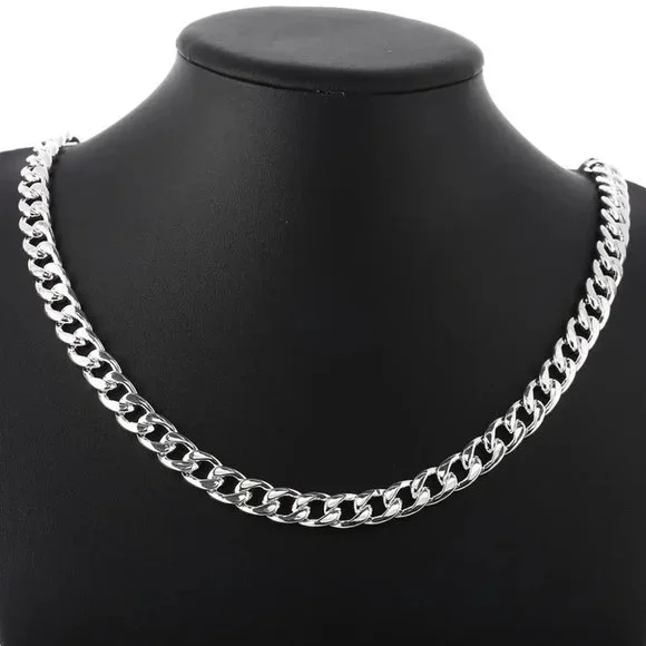 Awesome 22 Inch Open Cuban Link Chain 10mm Wide, Stamped 925 Sterling Silver - Picture 7 of 7